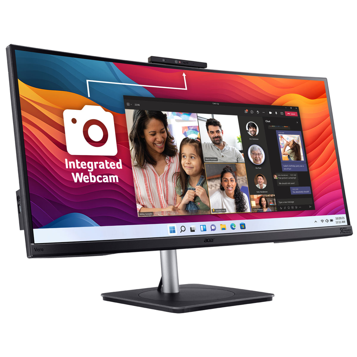 Acer CB3 Vero CB343CURD docking monitor - 34", UWQHD, 21:9 ultrawide, 3800R curve, 60Hz, AdaptiveSync, webcam, height adjustable