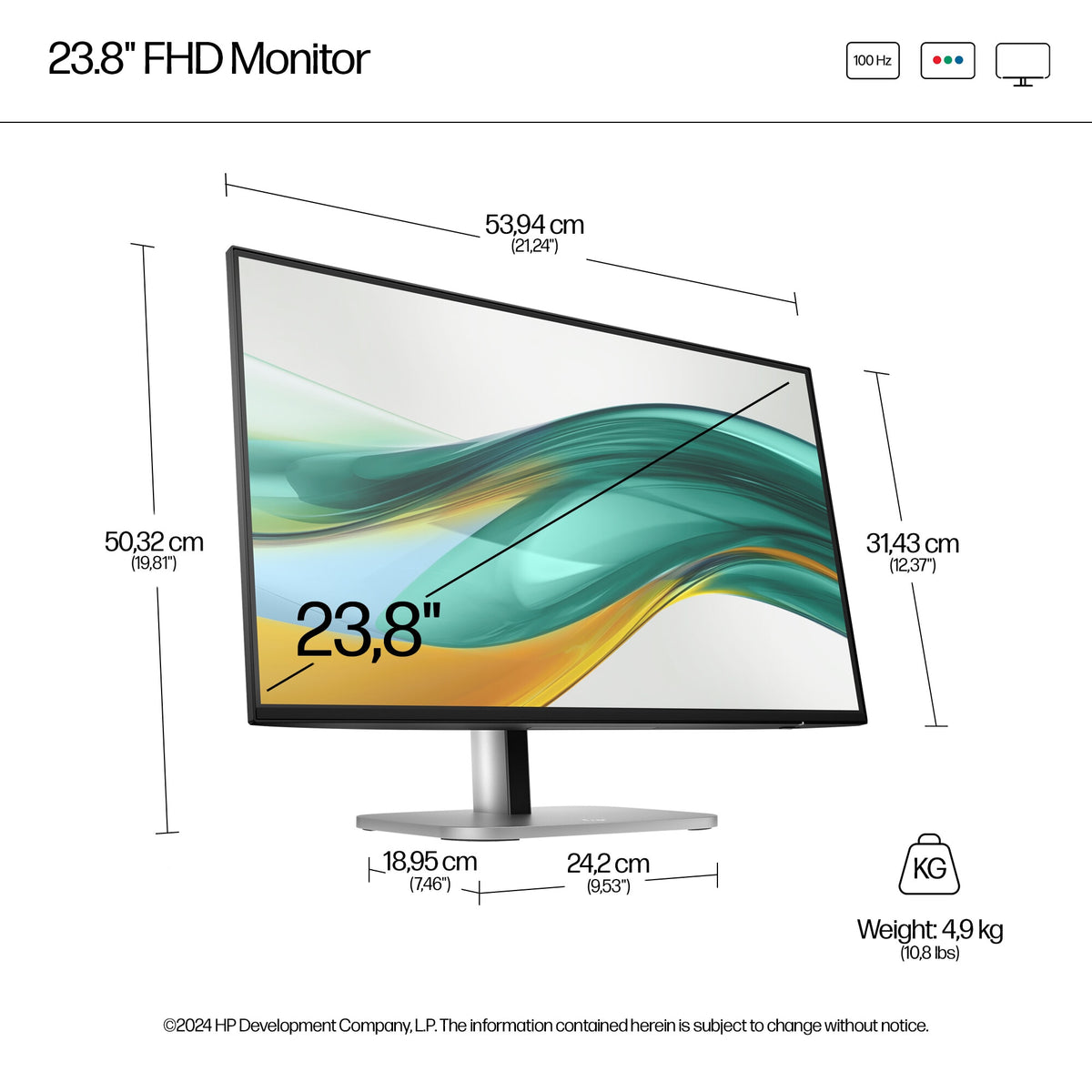 HP Series 5 Pro 23.8 inch FHD No Stand Monitor - 524pf