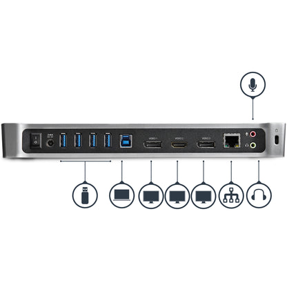 StarTech.com Triple-Monitor USB 3.0 Docking Station - 1x HDMI - 2x DisplayPort