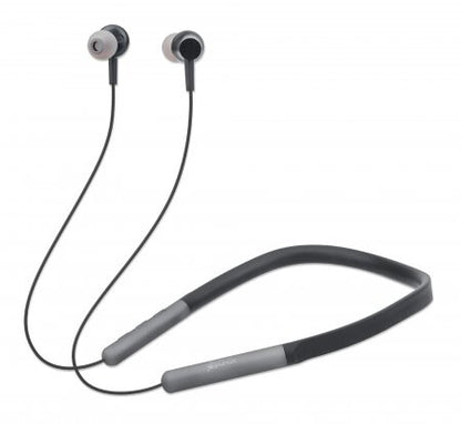 Manhattan Bluetooth In-Ear Headset with Neckband, Microphone, Integrated Controls, Sweatproof, Noise Isolating, 5 hour usage time, Max Range 10m, MicroSD Card slot, Bluetooth v5.0, USB-A charging cable included, Three Year Warranty