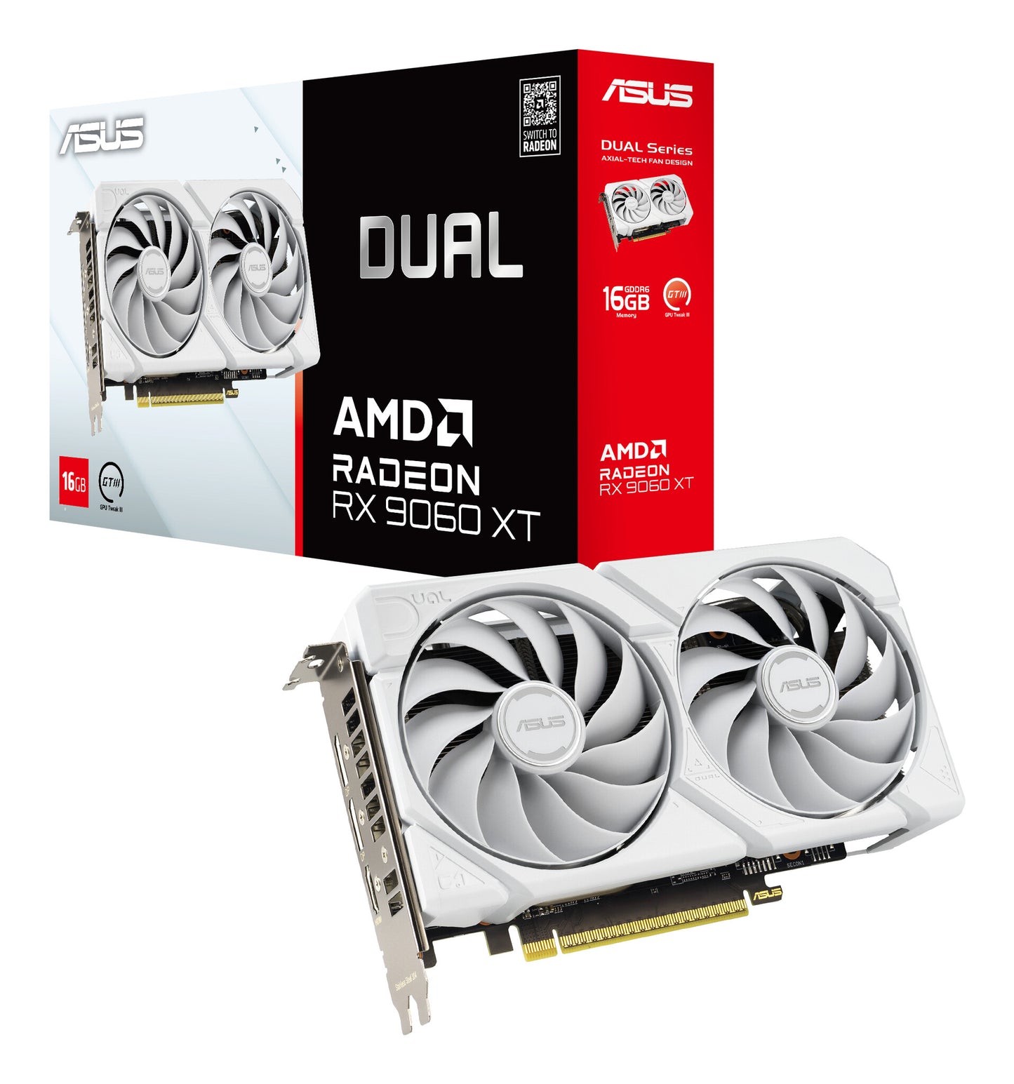 ASUS Dual -RX9060XT-16G-WHITE AMD Radeon RX 9060 XT 16 GB GDDR6