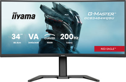 iiyama G-MASTER GCB3484WQSU-B2 computer monitor 86.4 cm (34") 3440 x 1440 pixels UltraWide Quad HD LCD Black