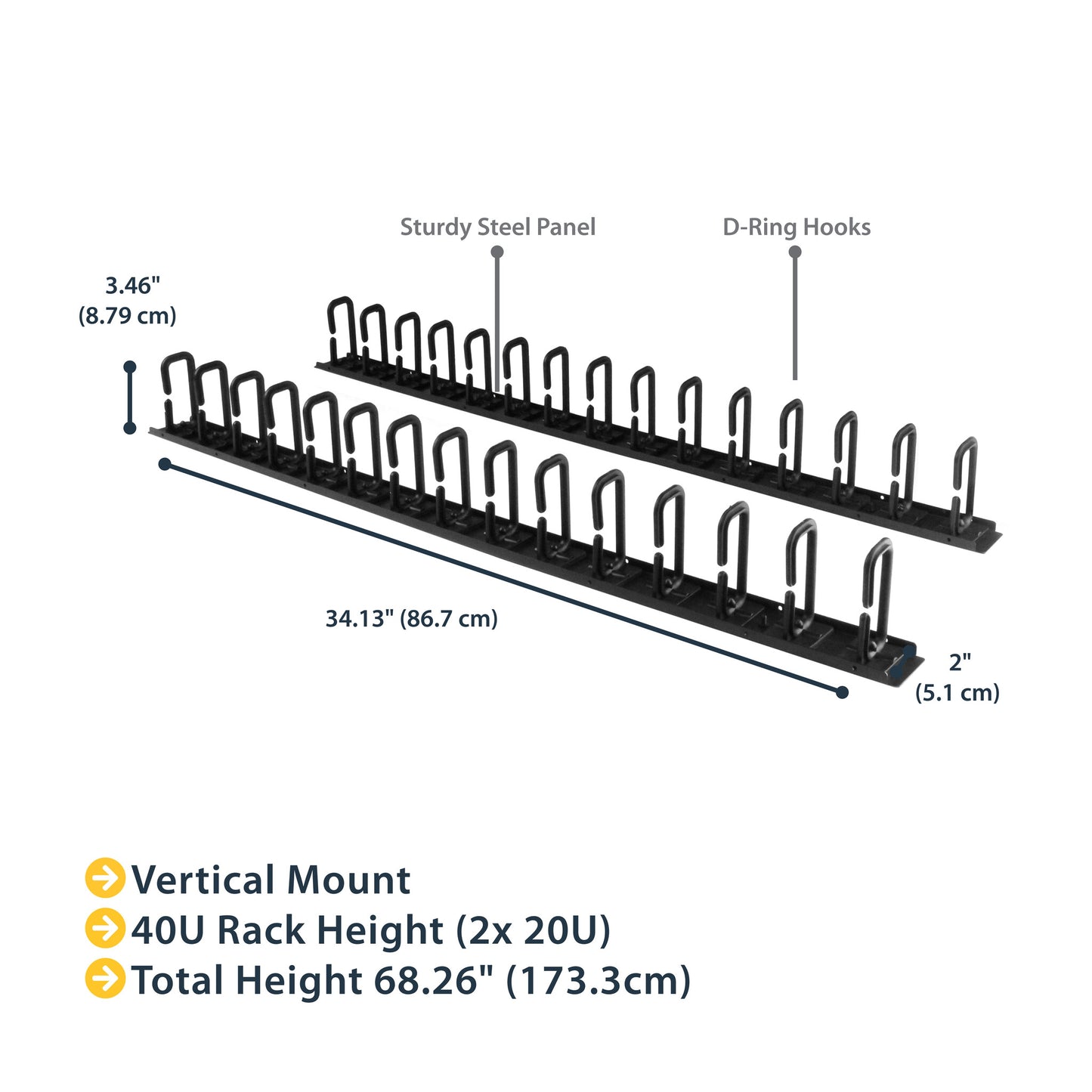 StarTech.com Vertical Cable Organizer with D-Ring Hooks - 0U - 6 ft.