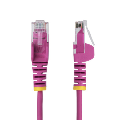 StarTech.com 50cm Pink Slim CAT6 Ethernet Cable, Snagless, 100W PoE, UTP, LSZH, 28AWG Pure Bare Copper Wire, Slim RJ45 Network Patch Cord w/Strain Reliefs, Individually Tested