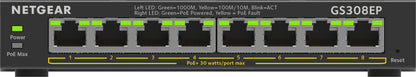 NETGEAR GS308EP Managed L2/L3 Gigabit Ethernet (10/100/1000) Power over Ethernet (PoE) Black