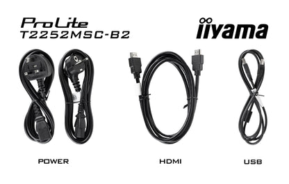 iiyama ProLite T2252MSC-B2 computer monitor 54.6 cm (21.5") 1920 x 1080 pixels Full HD LCD Touchscreen Black