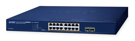 PLANET GSW-1820HP network switch, Unmanaged, 16-port, Power over Ethernet (PoE), blue