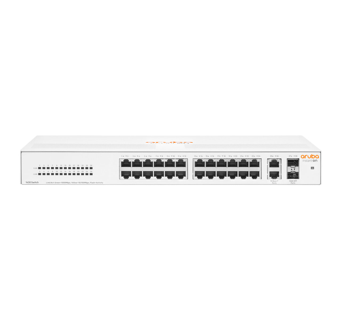 HPE Aruba Networking Aruba Instant On 1430 26G 2SFP Unmanaged L2 Gigabit Ethernet (10/100/1000) 1U White