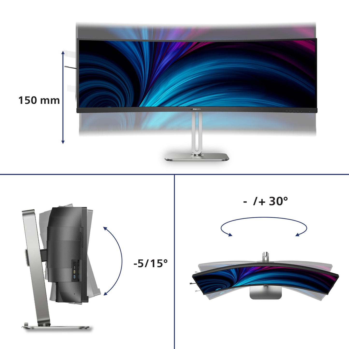 Philips 5000 series 49B2U5900C/00 computer monitor 124 cm (48.8") 5120 x 1440 pixels Dual QHD LCD Black
