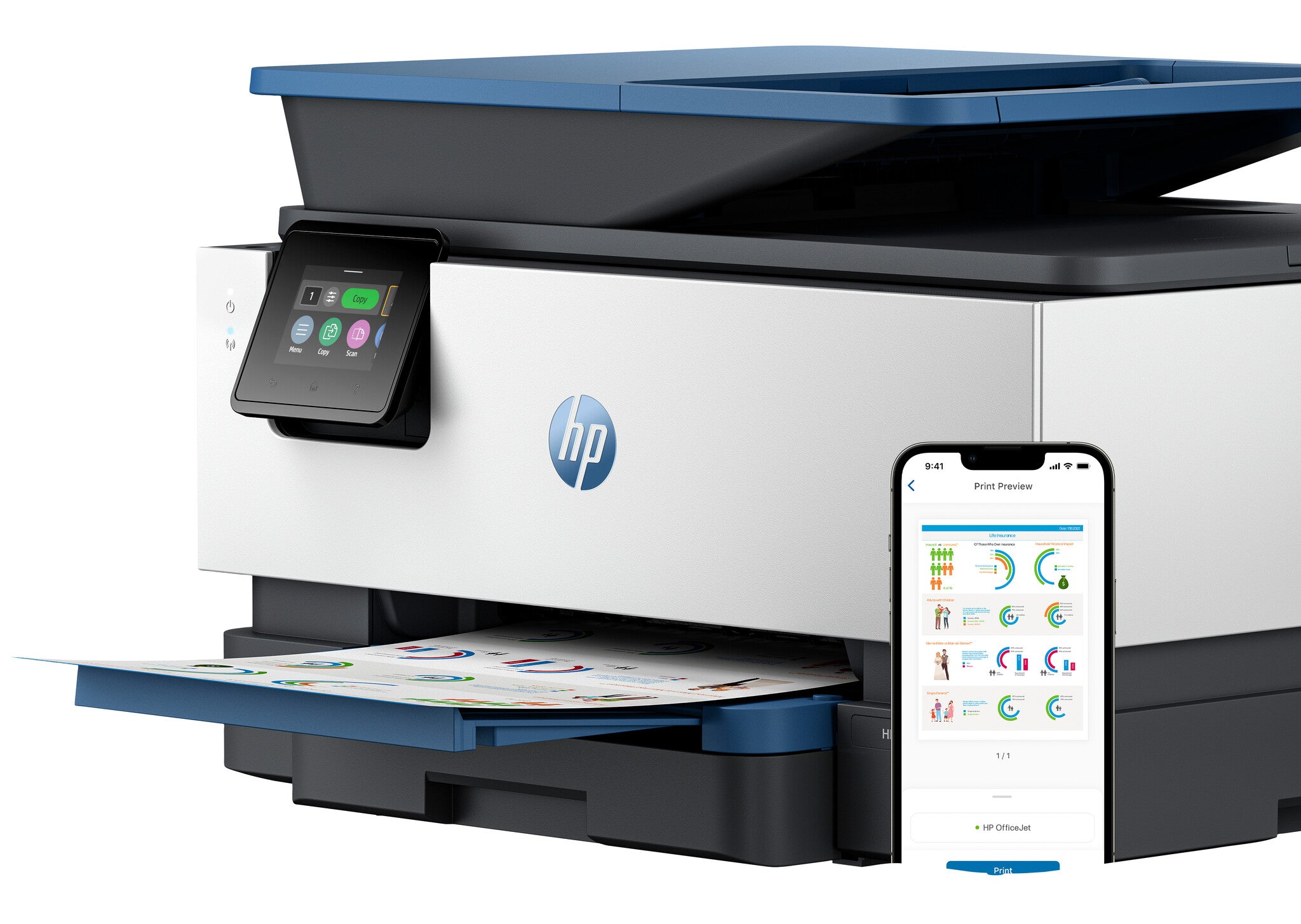 HP OfficeJet Pro 9125e Wireless All-in-One Color Printer, Instant Ink; Two-sided printing