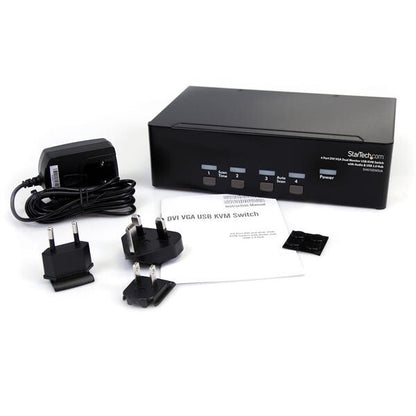 StarTech.com 4 Port DVI VGA Dual Monitor KVM Switch USB with Audio & USB 2.0 Hub