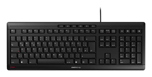 CHERRY STREAM keyboard Office USB QWERTZ German Black