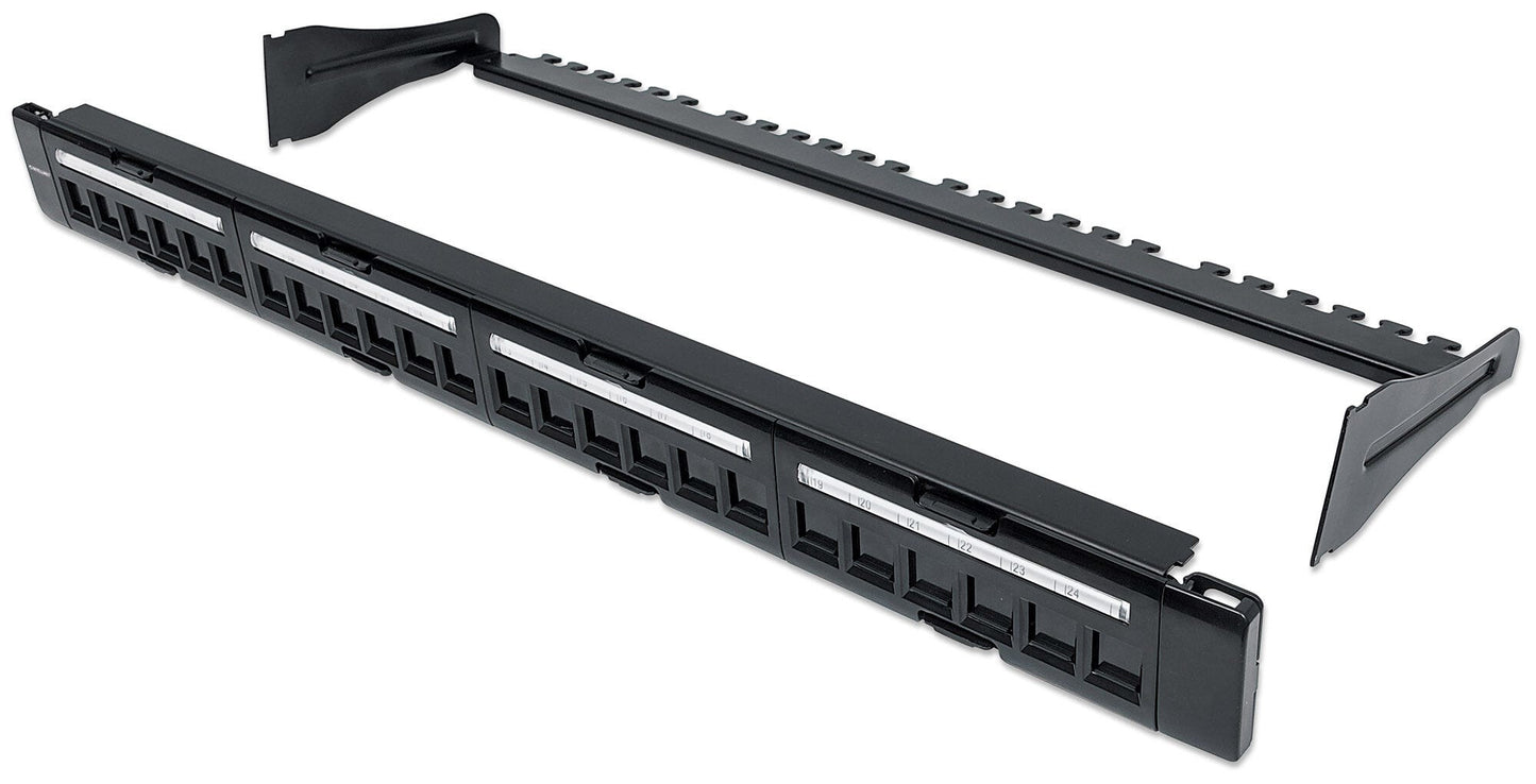 Intellinet Patch Panel, Blank, 1U, 24-Port, Black