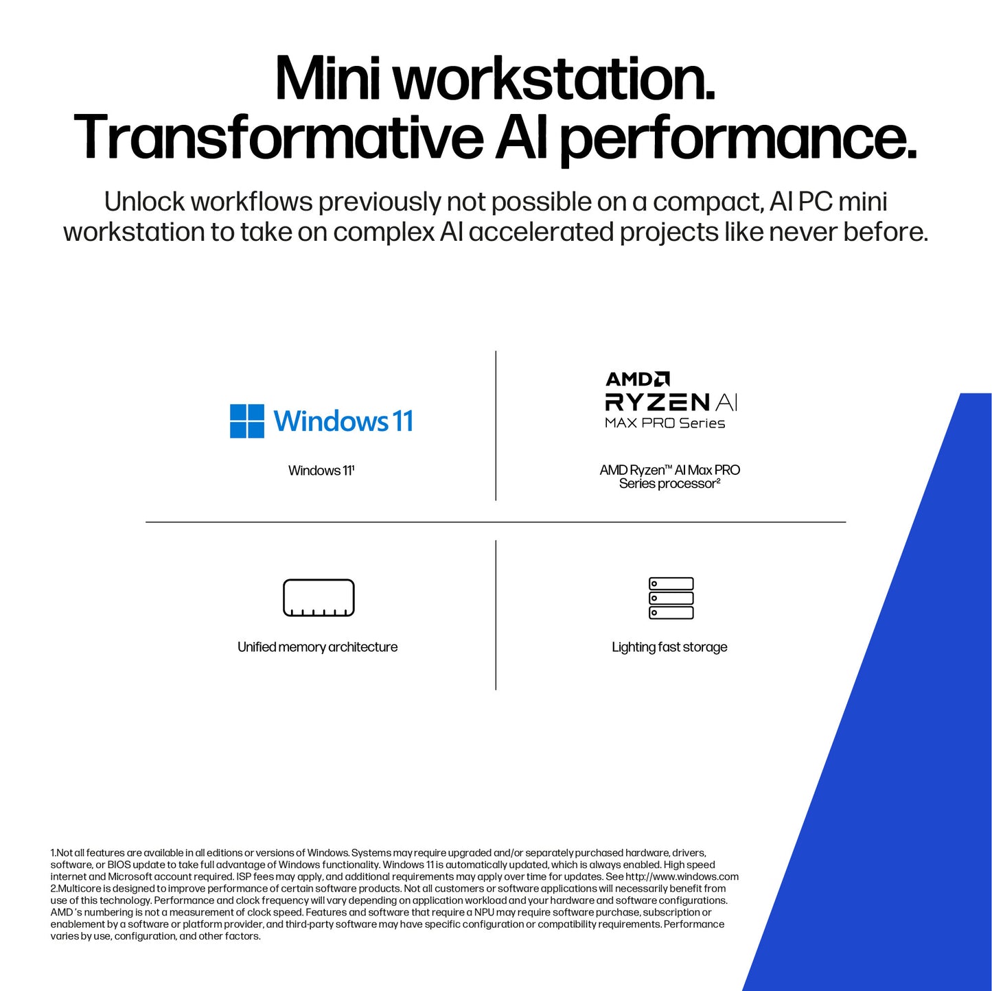 HP Z2 Mini G1a Copilot+ PC AMD Ryzen AI Max+ PRO PRO 395 128 GB LPDDR5x-SDRAM 1 TB SSD Windows 11 Pro Mini PC Workstation AI Workstation, AI PC Black