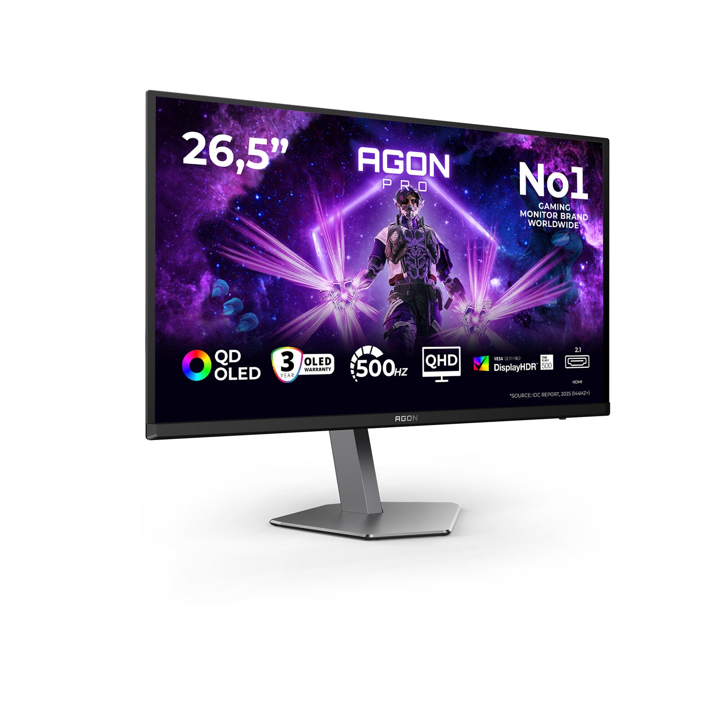 AOC AGON PRO AG276QKD2 computer monitor 67.3 cm (26.5") 2560 x 1440 pixels Quad HD QD-OLED Black, Grey