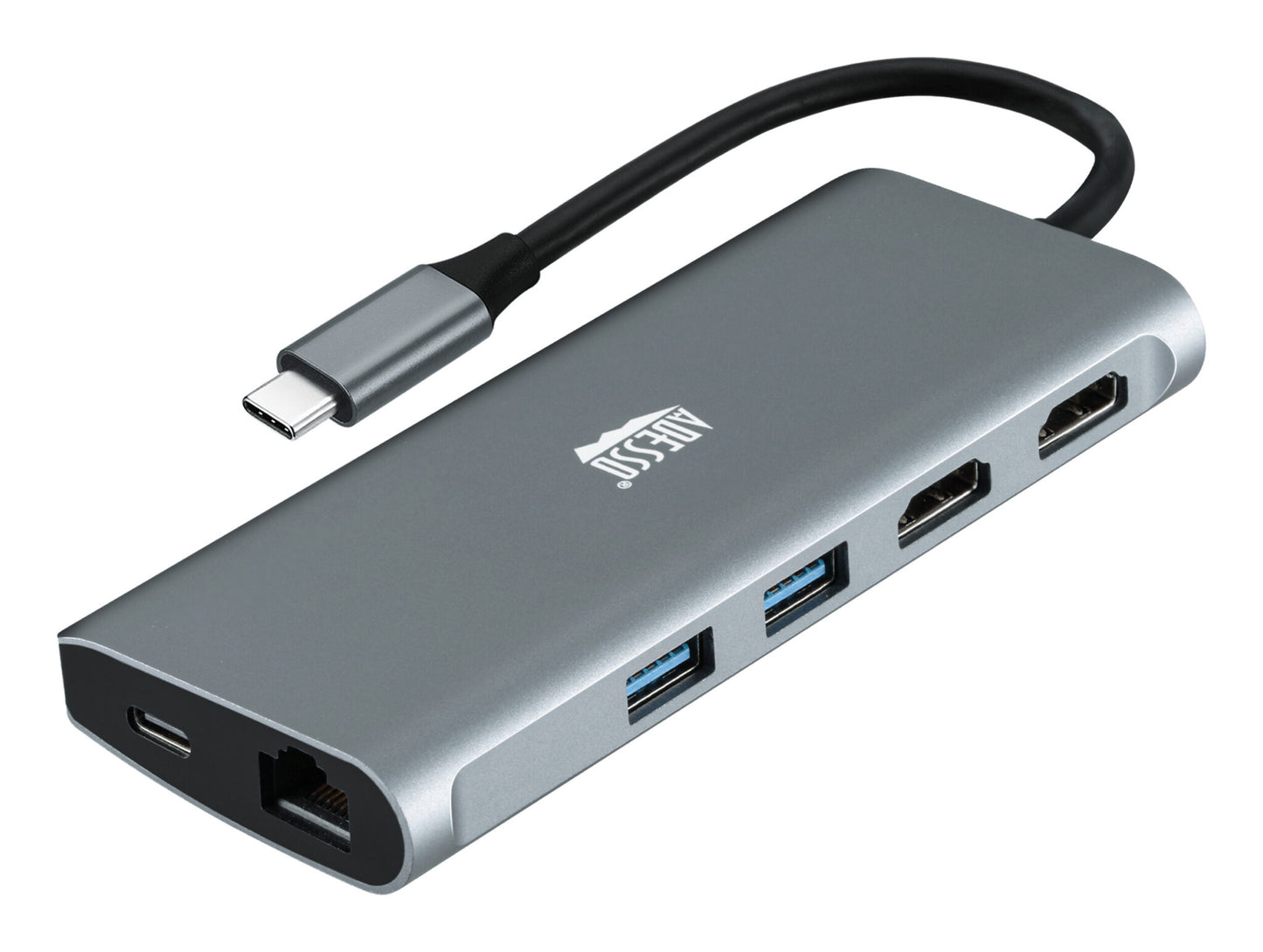 Adesso AUH-4040 laptop dock/port replicator Wired USB 3.2 Gen 1 (3.1 Gen 1) Type-C Grey