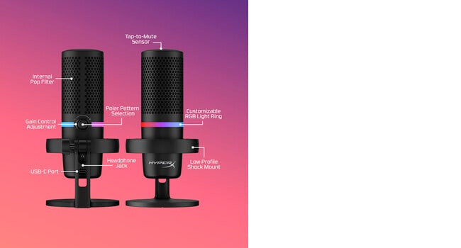 HyperX DuoCast - USB Microphone (Black) - RGB Lighting