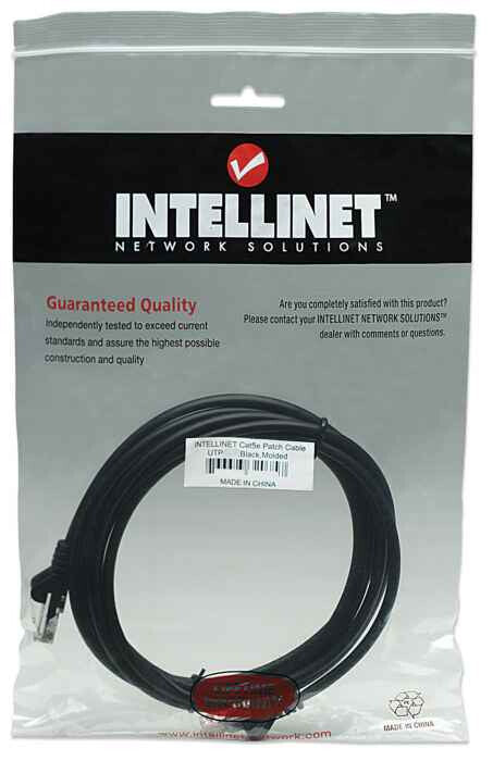 Intellinet Network Patch Cable, Cat5e, 5m, Black, CCA, U/UTP, PVC, RJ45, Gold Plated Contacts, Snagless, Booted, Lifetime Warranty
