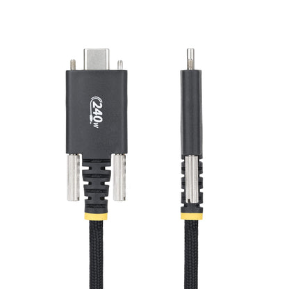 StarTech.com 6.6ft (2m) USB-C Charging Cable, Side Screw Locking, 240W (5A) PD EPR, Dual-Layer Silicone/Braided Jacket, USB 2.0 Laptop Charger Cable, USB-IF Certified, Rugged USB-C Charging Cord