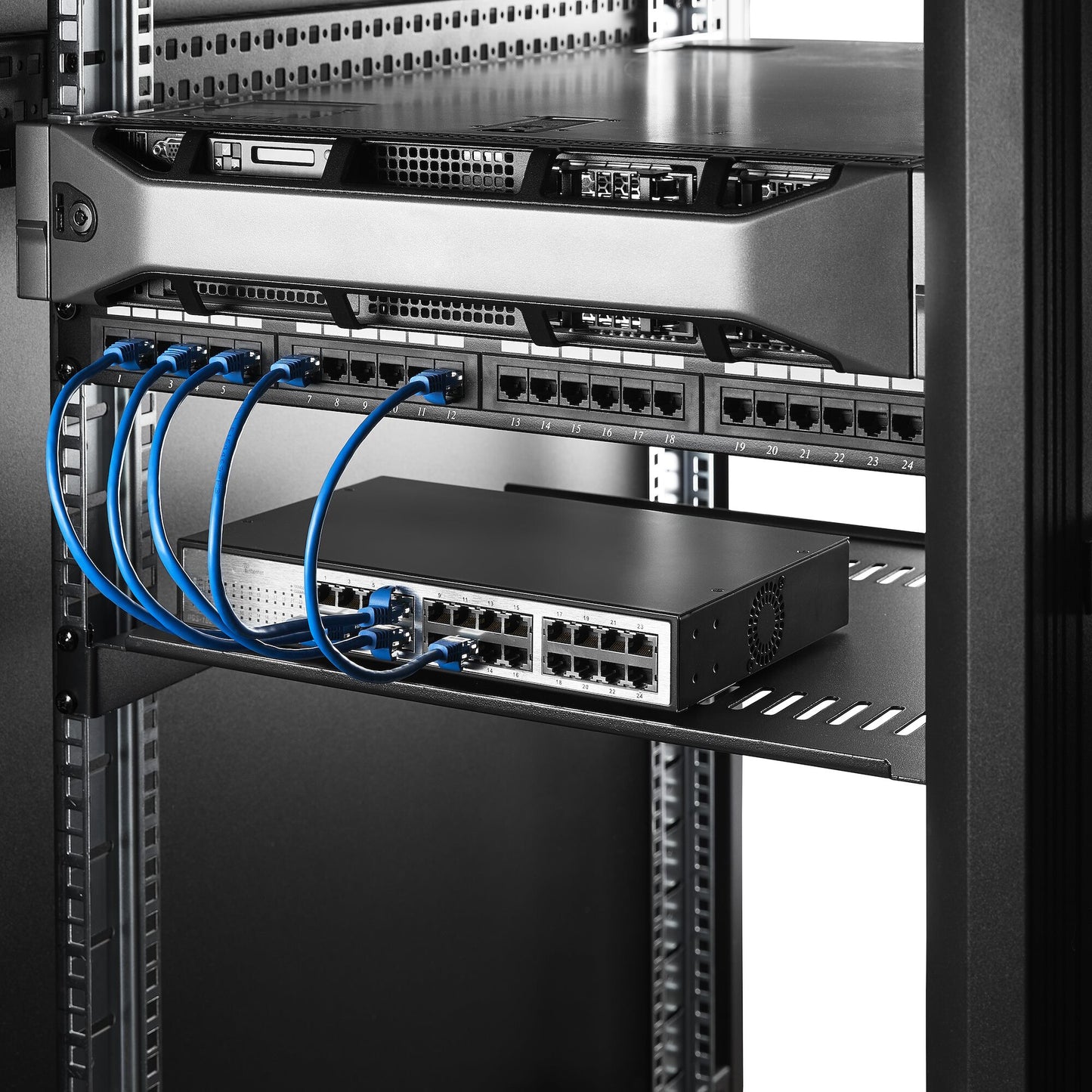 StarTech.com 2-Pack 1U Server Rack Shelf, Vented Universal Rack Mount Cantilever Shelf, For 19" Rack/Cabinet, Heavy-Duty Steel, 44lb/20kg Capacity, 16" Deep Tray