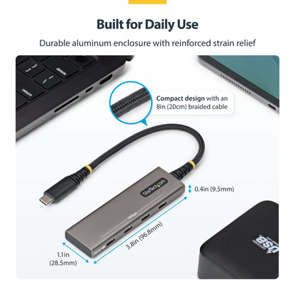 StarTech.com 4-Port USB-C Hub, 10Gbps, 100W PD Charging, 4x USB-C Ports, Overcurrent Protection, PCR Aluminum, For MacBook / Dell / ThinkPad / HP / iPad / Tablet