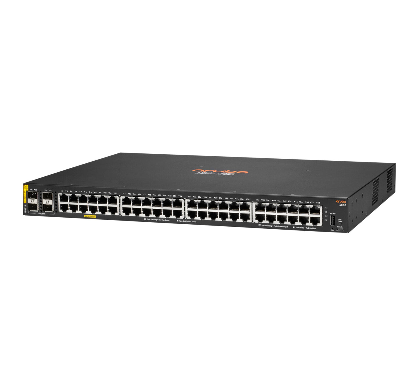 HPE Aruba Networking Aruba 6000 48G Class4 PoE 4SFP 370W Managed L3 Gigabit Ethernet (10/100/1000) Power over Ethernet (PoE) 1U