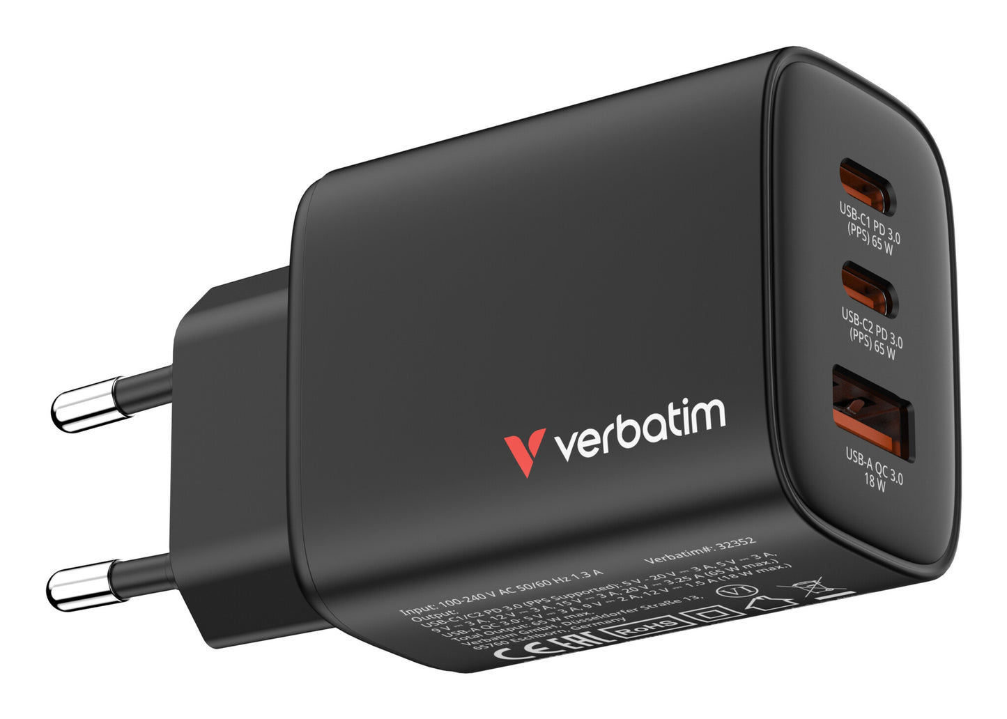 Verbatim Essentials GaN Charger 65W EU plug Black
