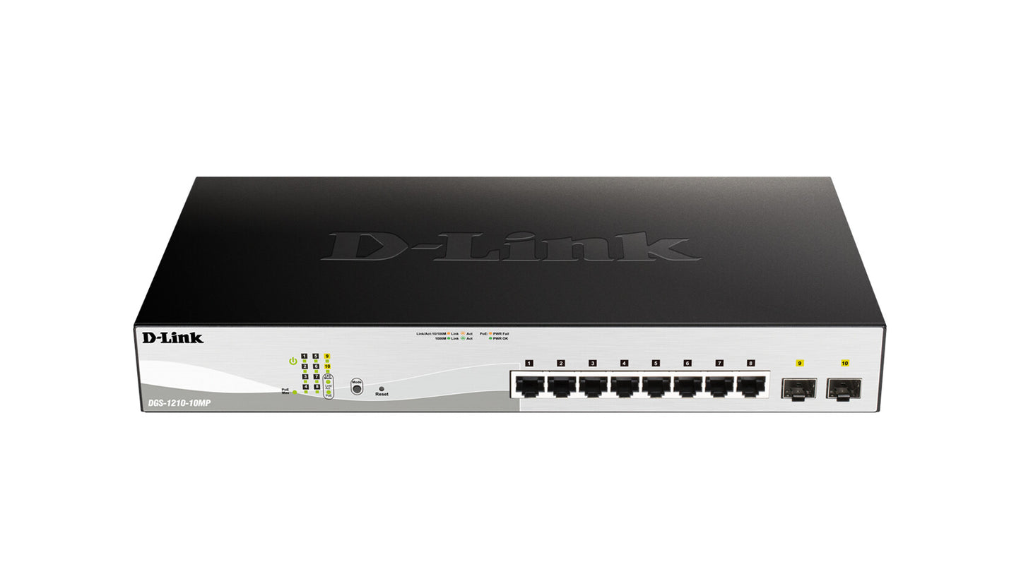 D-Link 10-Port Gigabit PoE+ Smart Managed Switch including 2 SFP Ports