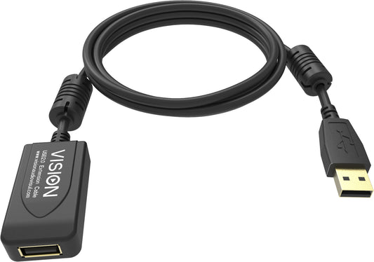 Vision TC 5MUSBEXT+/BL- USB cable USB 2.0 5 m USB A Black