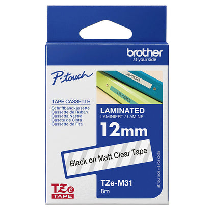 Brother TZE-M31 label-making tape Black on transparent