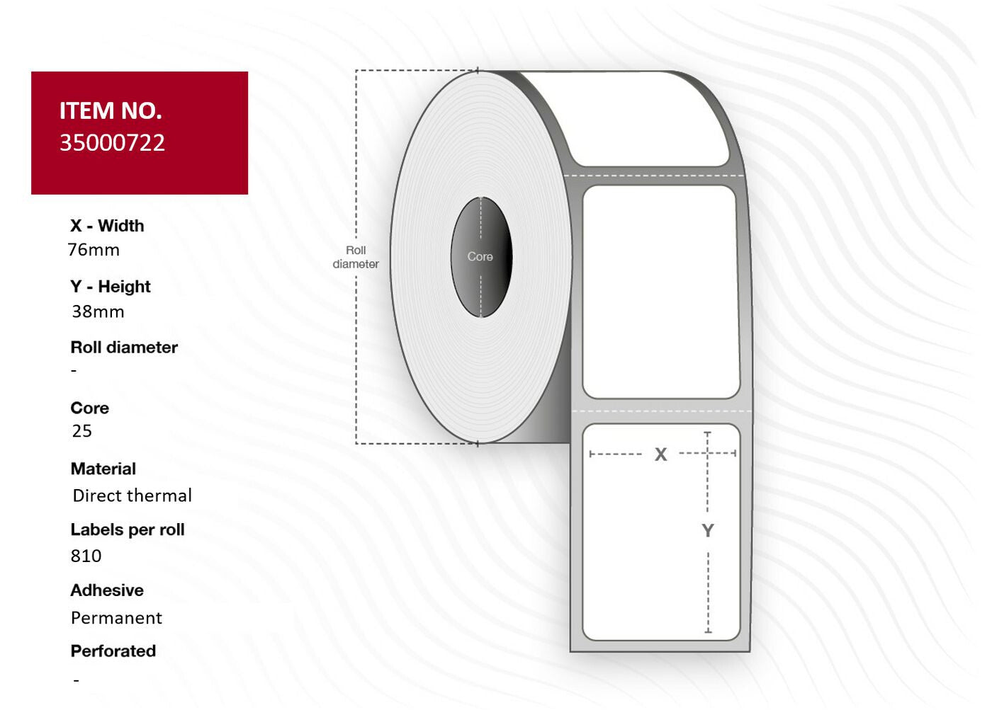 Capture 35000722-24ROLLS printer label White