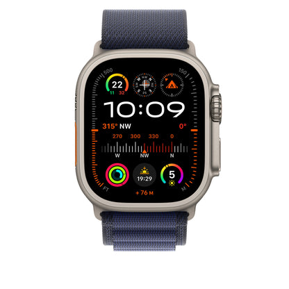 Apple 49mm Navy Alpine Loop - Large - Natural Titanium Finish