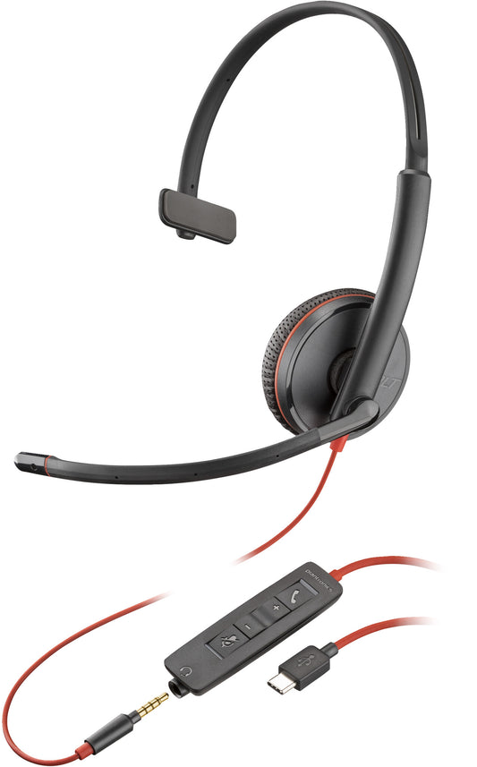 POLY Blackwire C3215 Monaural Headset +Carry Case (Bulk)