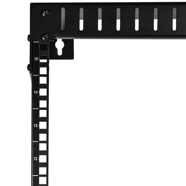 StarTech.com 15U 19" Wall Mount Network Rack - 12" Deep 2 Post Open Frame Server Room Rack for Data/AV/IT/Computer Equipment/Patch Panel with Cage Nuts & Screws 200lb Capacity, Black