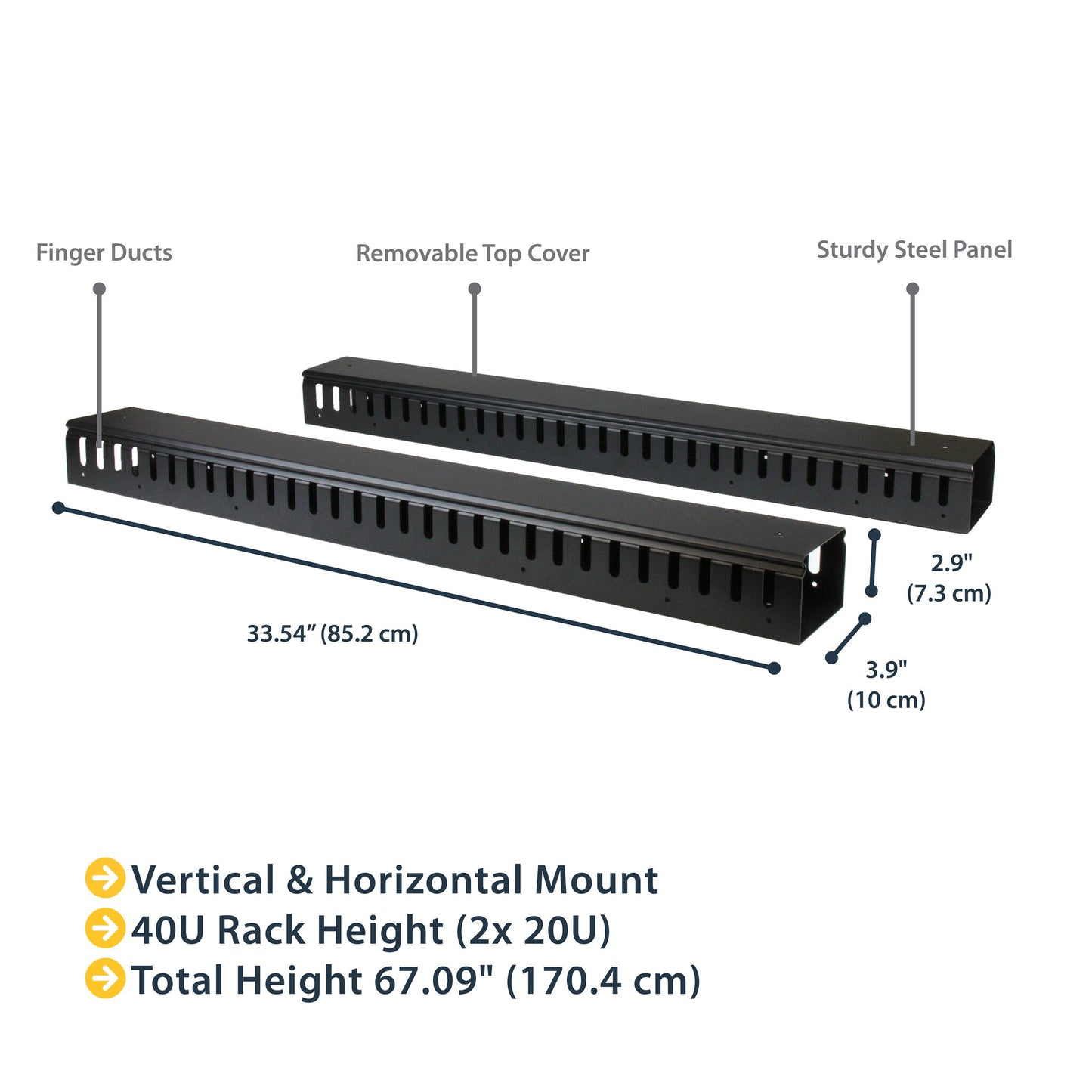 StarTech.com Vertical Cable Organizer with Finger Ducts - 0U - 6 ft.