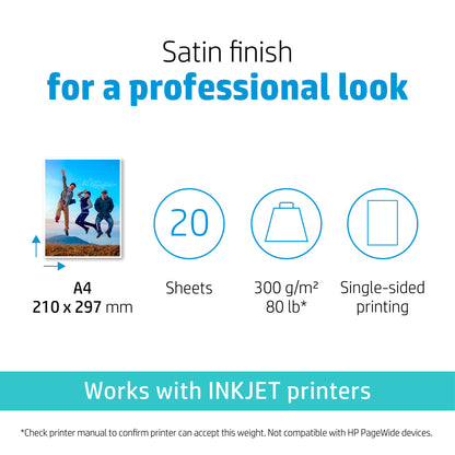 HP Premium Plus Photo Paper Satin 300 g/m2 A4 (210 x 297 mm) 20 sheets