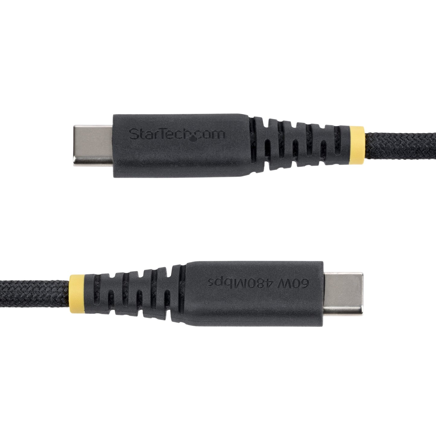 StarTech.com 30cm (1ft) USB-C Charging Cable, 60W (3A) PD, Dual-Layer Braided Nylon/TPE Jacket, Rugged USB C Charging Cord, USB 2.0 Laptop Charger Cable