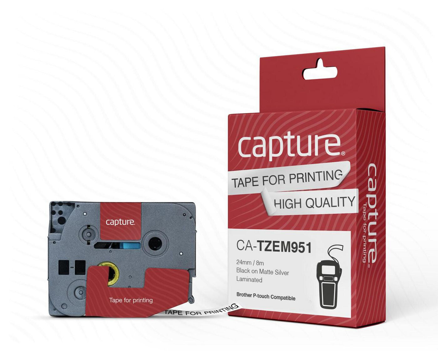 Capture CA-TZEM951 label-making tape Black on silver
