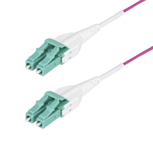 StarTech.com 30m (100ft) LC to LC (UPC) OM4 Multimode Fiber Optic Cable, Erika Violet, 50/125µm, 40G/100G, LOMMF/VCSEL, Uniboot Fiber Jumper Cord, OFNR Riser Rated