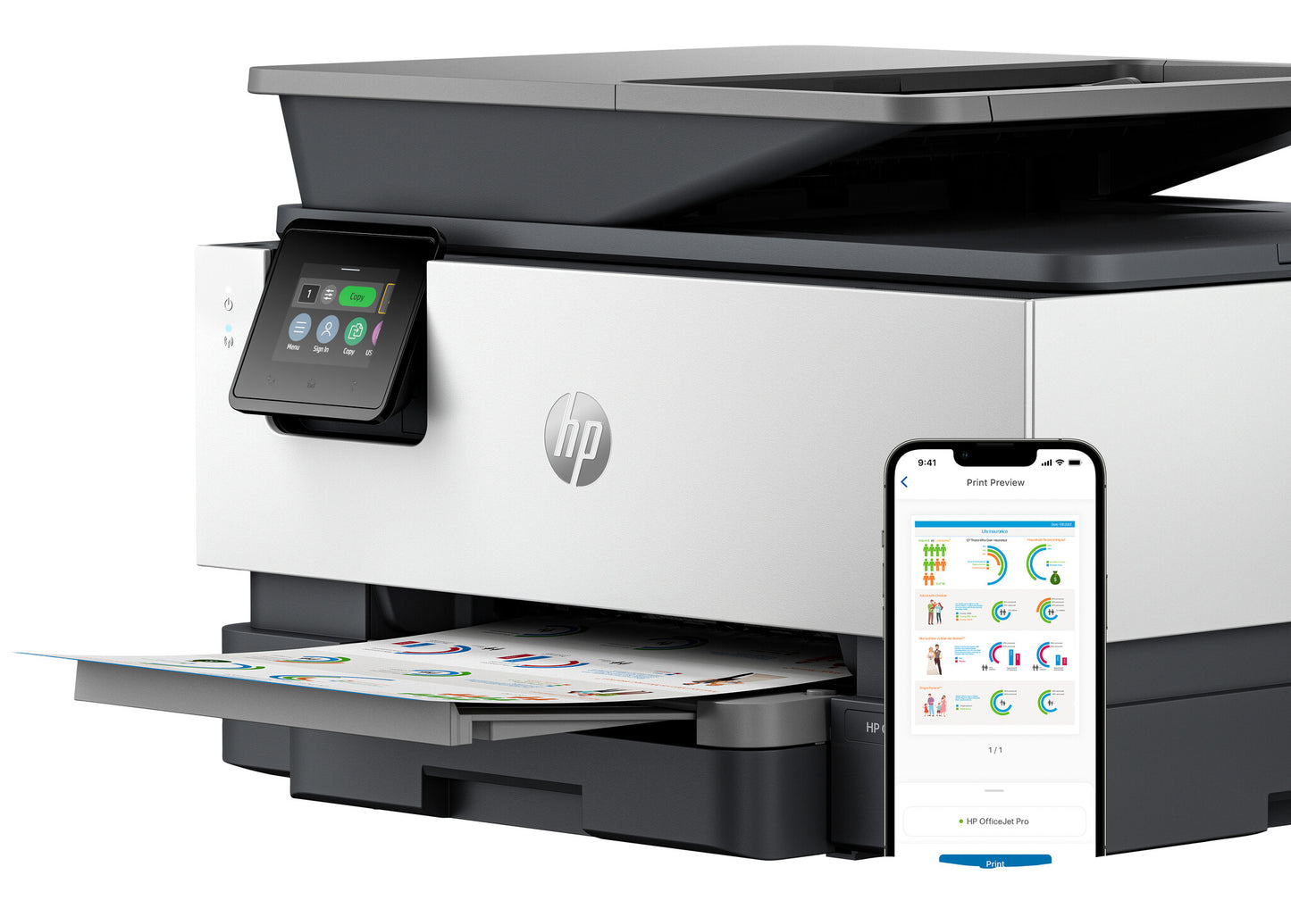 HP OfficeJet Pro 9120b Wireless All-in-One Color Printer, Two-sided printing; Copier, Scanner