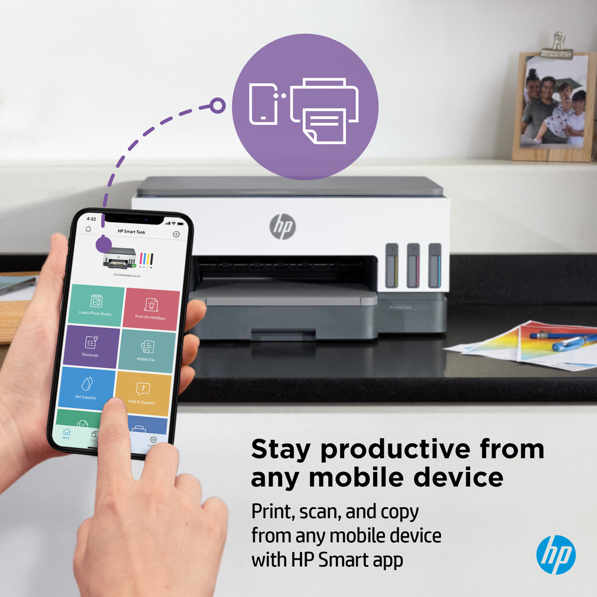 HP Smart Tank 7005 Wireless All-in-One Color Printer, Two-sided printing; Copier, Scanner