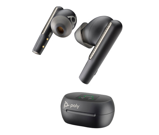 HP Poly Voyager Free 60+M UC Carbon Black Earbuds +BT700 USB-C Adapter +Touchscreen Charge Case