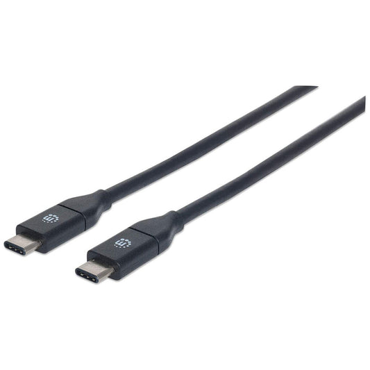 Manhattan USB-C to USB-C Cable, 50cm, USB 3.2 Gen 2 (formerly USB 3.1 Gen 2), 10 Gbps, 3A Fast Charging, SuperSpeed+ USB, Black, Lifetime Warranty, Equivalent to USB31CC50CM