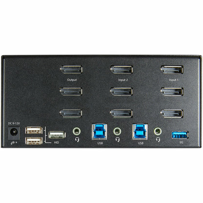 StarTech.com 2 Port Triple Monitor DisplayPort KVM Switch - 4K 60Hz UHD HDR - Desktop DP 1.2 KVM with 2 Port USB 3.0 Hub (5Gbps) & 4x USB 2.0 HID Ports, Audio - Hotkey Switching - TAA