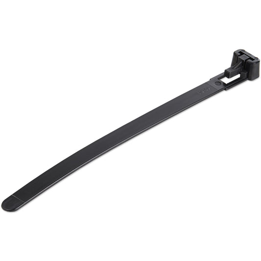 StarTech.com 5"(12cm) Reusable Cable Ties - 1/4"(7mm) wide, 1-1/8"(30mm) Bundle Dia. 50lb(22kg) Tensile Strength, Releasable Nylon Ties, Indoor/Outdoor, 94V-2/UL Listed, 100 Pack - Black - TAA