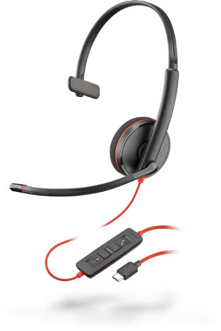Poly Blackwire C3210 Headset Wired Head-band Office/Call center USB Type-C Black, Red