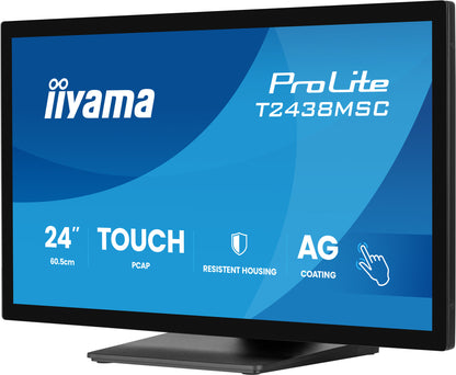 iiyama ProLite T2438MSC-B2 computer monitor 60.5 cm (23.8") 1920 x 1080 pixels Full HD LED Touchscreen Black