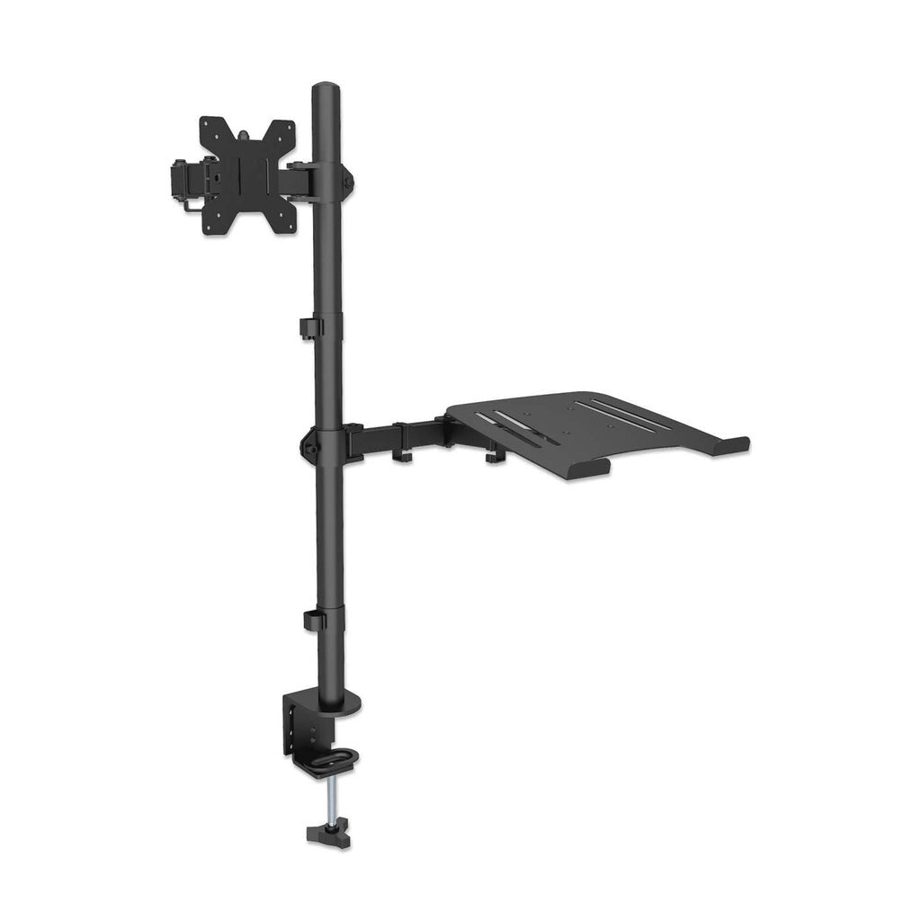 Manhattan Desk Mount for Monitors & Laptop Combo (Full Motion), For screens: 10-27", Laptop up to 17", Clamp Assembly, VESA compatibility: 75x75 and 100x100mm - check the dimensions of the four mounting holes on back of screen to ensure it fits, Max 8kg,