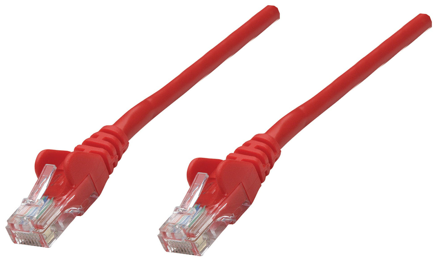 Intellinet Network Patch Cable, Cat6A, 0.25m, Red, Copper, S/FTP, LSOH / LSZH, PVC, RJ45, Gold Plated Contacts, Snagless, Booted, Lifetime Warranty