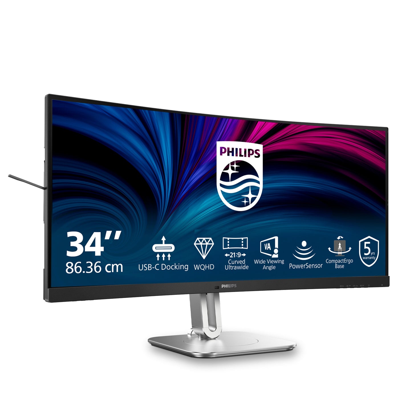 Philips 5000 series 34B2U5600C/00 computer monitor 86.4 cm (34") 3440 x 1440 pixels Dual QHD LCD Grey